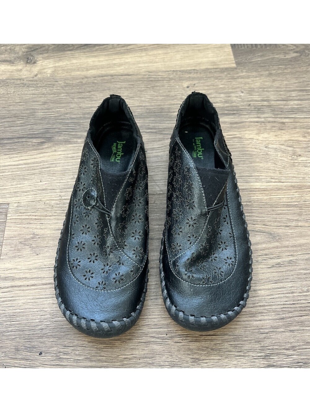 Jambu Birch Eco Vegan Black Floral Slip On Loafers Womens Size 9M Memory Foam